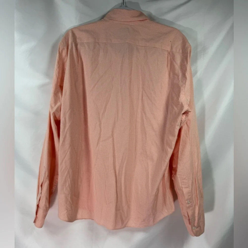 J. Crew Men's Gingham Flex Long Sleeve Button Down Slim Cut Shirt Peach/White L